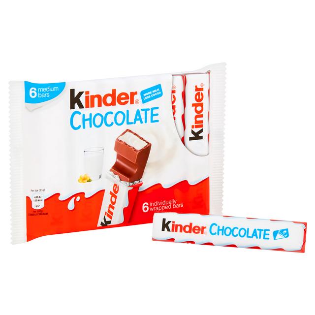 Kinder Chocolate Medium Snack Bars Multipack 6
