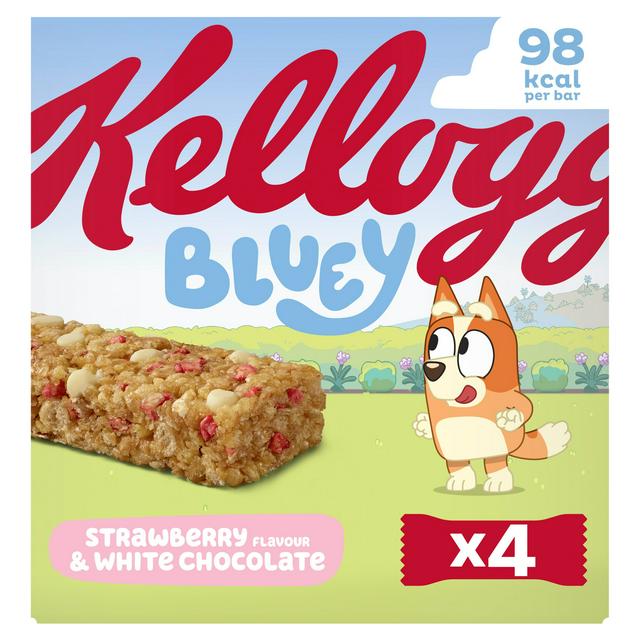Kellogg's Bluey Strawberry & White Chocolate Snack Bars x4